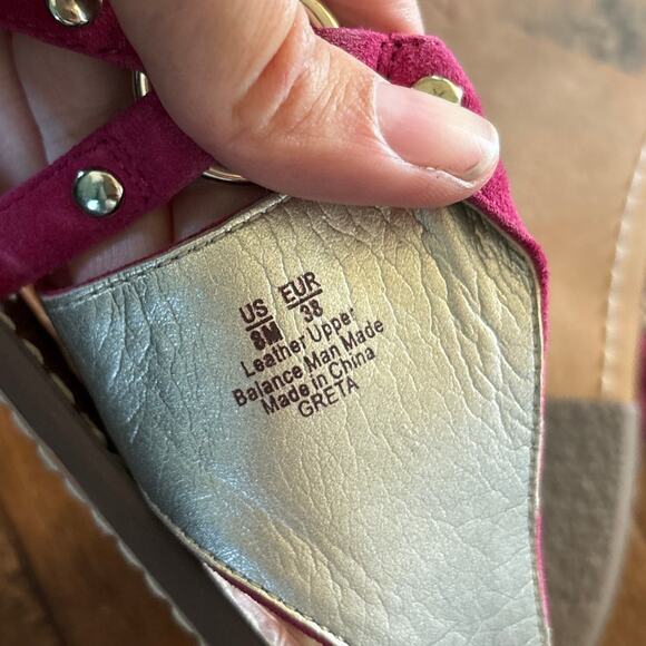 Sam Edelman‎ Greta Leather Gigi T-Strap Sandals Pink Purple Suede Women's Size 8 - Picture 7 of 11